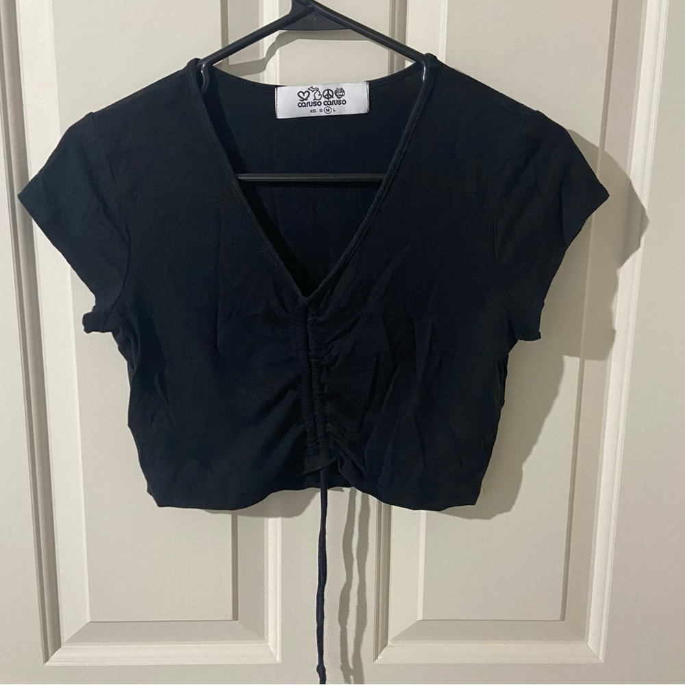 Caruso Black V-Neck Crop Top